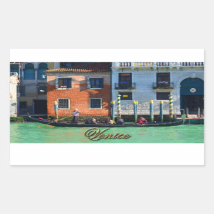 Pegatina Rectangular Góndolier veneciano