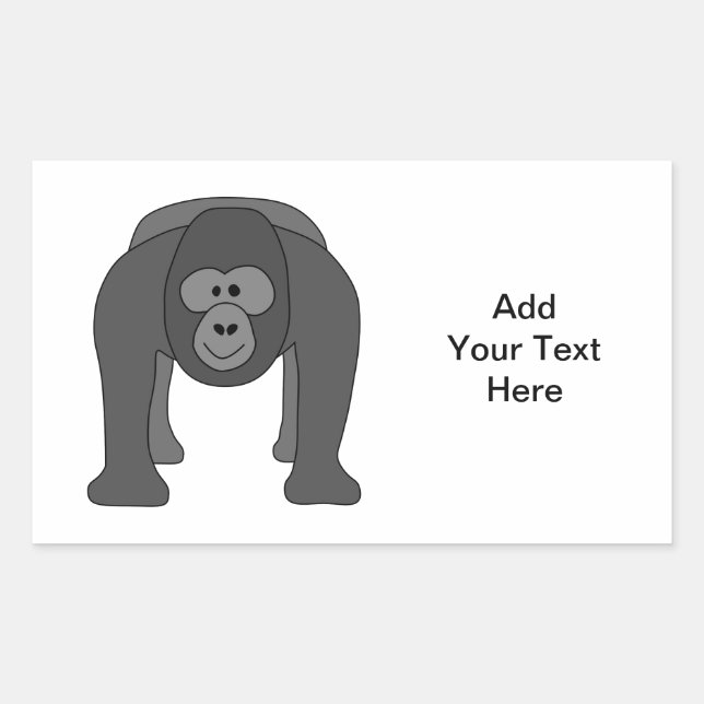 Pegatina Rectangular Gorilla Personalizado (Anverso)