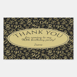 Pegatina Rectangular Gracias - 90.o oro y negro del modelo del número