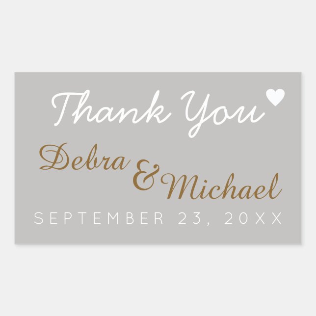 Pegatina Rectangular gracias, boda (Anverso)