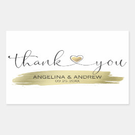 Pegatina Rectangular Gracias Boda por la caída del pincel de oro