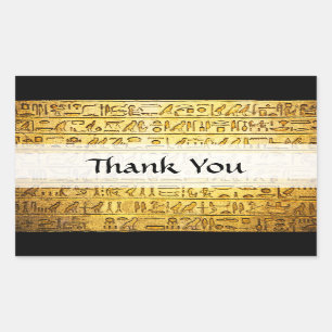 Pegatina Rectangular "Gracias" jeroglíficos egipcios Pegatinas amarillo