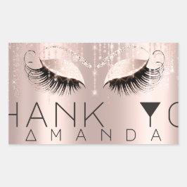 Pegatina Rectangular Gracias Nombre Rosa Mínimo Dulce de Novia 16