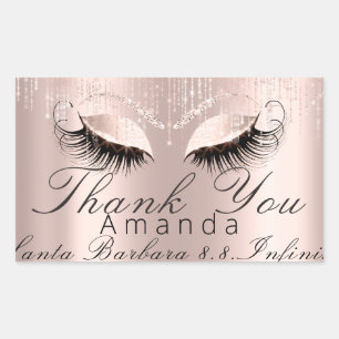 Pegatina Rectangular Gracias Nombre Simplemente Rosa Bridal Sweet 16th