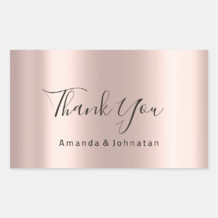 Pegatina Rectangular Gracias Nombre Simplemente Rosa Bridal Sweet 16th