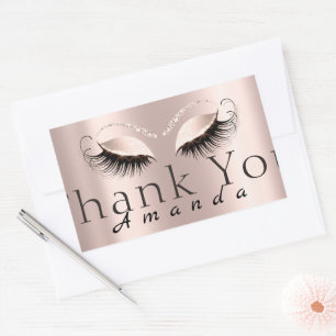 Pegatina Rectangular Gracias Nombre Simplemente Rosa Bridal Sweet 16th