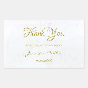 Pegatina Rectangular Gracias Plantilla de Marble de Texto con Guión de