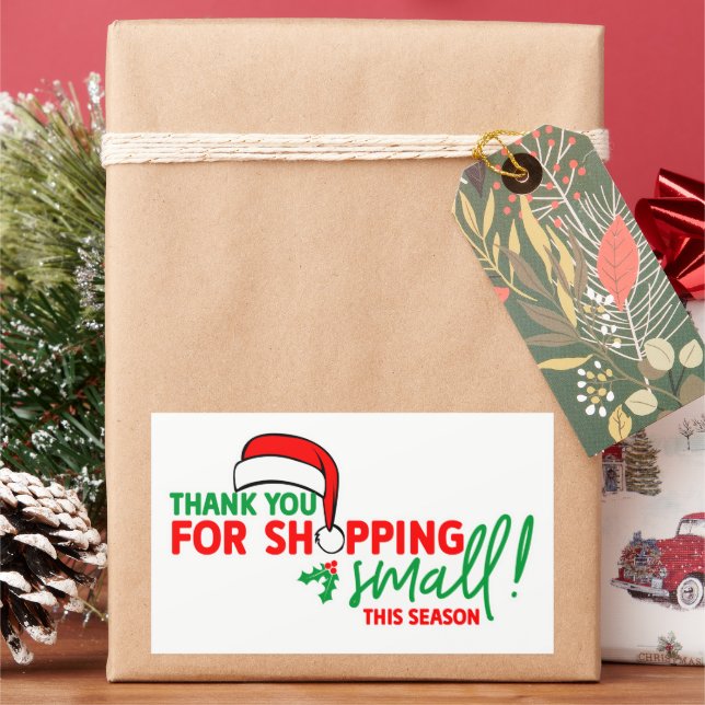 Pegatina Rectangular Gracias por comprar vacaciones en pequeñas empresa (Vacaciones)