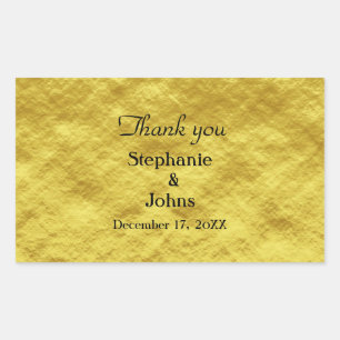 Pegatina Rectangular Gracias por etiquetar Relieve metalizado dorado de
