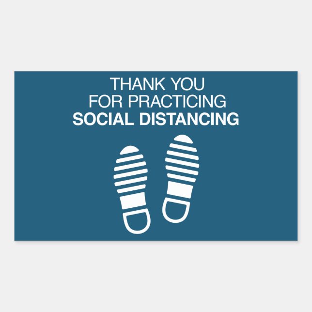 Pegatina Rectangular Gracias Por Practicar La Distancia Social (Anverso)