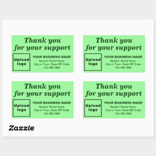 Pegatina Rectangular Gracias por su apoyo a Light Green