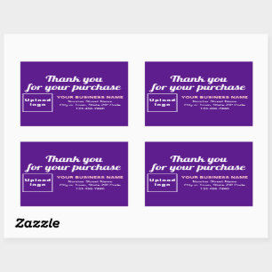 Pegatina Rectangular Gracias por tu compra en morado