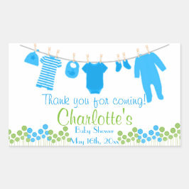 Pegatina Rectangular ¡Gracias Por Venir! Clothesline Baby Shower