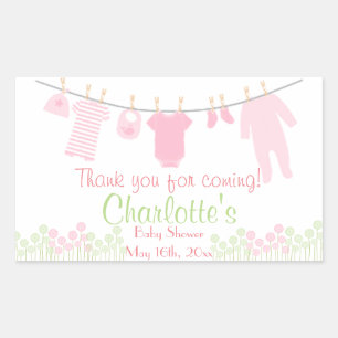 Pegatina Rectangular ¡Gracias Por Venir! Clothesline Baby Shower