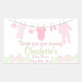 Pegatina Rectangular ¡Gracias Por Venir! Clothesline Baby Shower