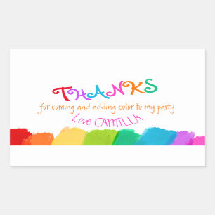 Pegatina Rectangular Gracias por venir pegatinas de pintura fiesta