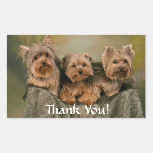 Pegatina Rectangular Gracias Sticker de cachorros de perro Terrier de Y