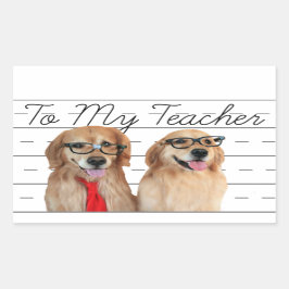 Pegatina Rectangular Graciosa Apreciación del profesor Golden Retriever