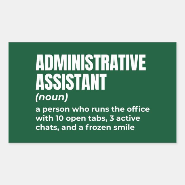 Pegatina Rectangular Graciosa definición de asistente administrativo (5 (Anverso)
