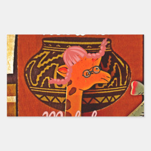Pegatina Rectangular Graciosa jirafa con texto fresco Hakuna Matata Dis