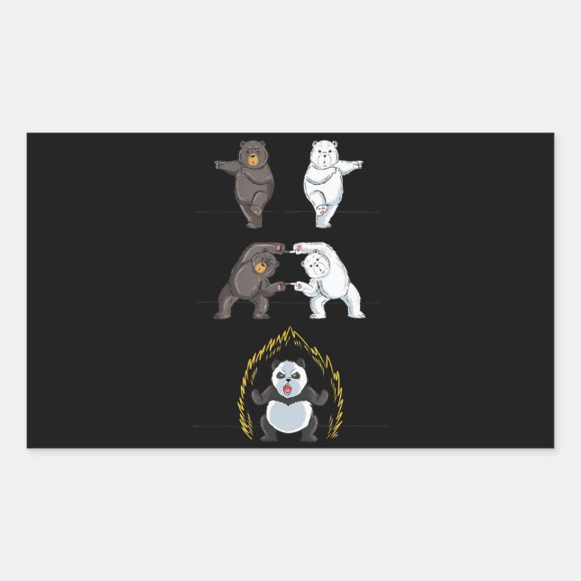 Pegatina Rectangular Gracioso Panda Cute Polar Oso Animal Lover (Anverso)