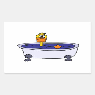 Pegatina Rectangular Gracioso pato en un Personalizado de bañera