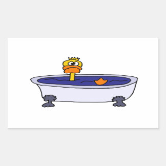 Pegatina Rectangular Gracioso pato en un Personalizado de bañera