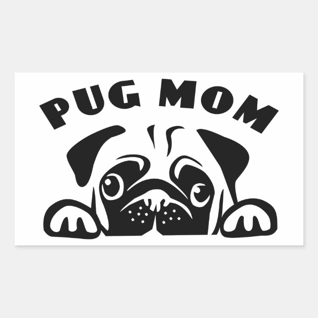 Pegatina Rectangular Gracioso Pug Mom Cute Puppy Dog Personalizado Cach (Anverso)
