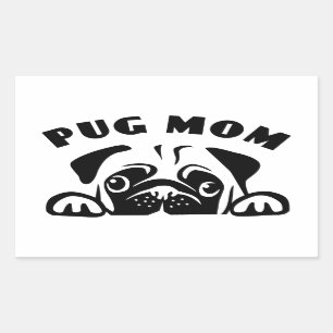 Pegatina Rectangular Gracioso Pug Mom Cute Puppy Dog Personalizado Cach