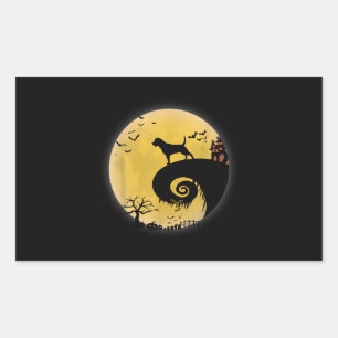 Pegatina Rectangular Gracioso Rottweiler Scary Moon Costumbres de perro