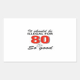 Pegatina Rectangular Graciosos diseños de cumpleaños de 80 años