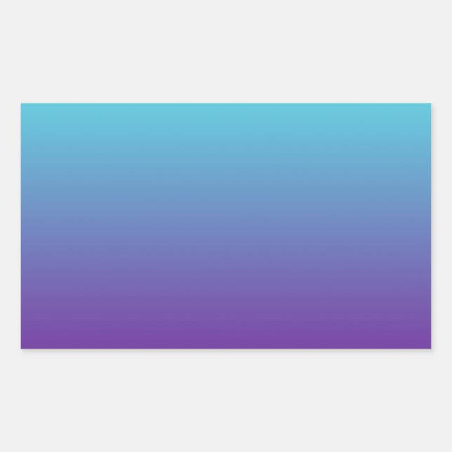Pegatina Rectangular Gradiente de fondo simple azul turquesa púrpura (Anverso)