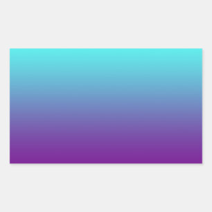 Pegatina Rectangular Gradiente de Fondo Simple Turquesa Azul Púrpura