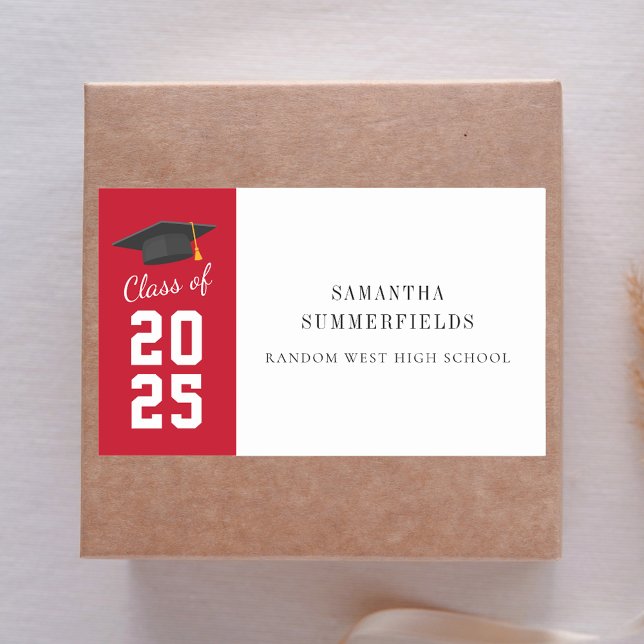 Pegatina Rectangular Graduación 2025 Elegante Fiesta Mínimo de Grado (Graduation 2025 Elegant Minimal Grad Party Rectangular Sticker)