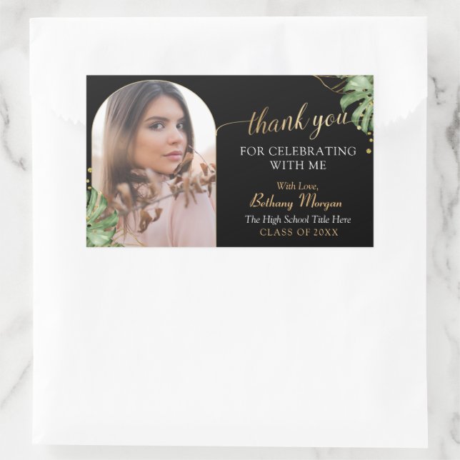 Pegatina Rectangular Graduación de fotografía de grado Tropical Black G (Bolso)