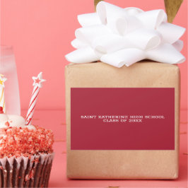 Pegatina Rectangular Graduación del año de la escuela roja del personal