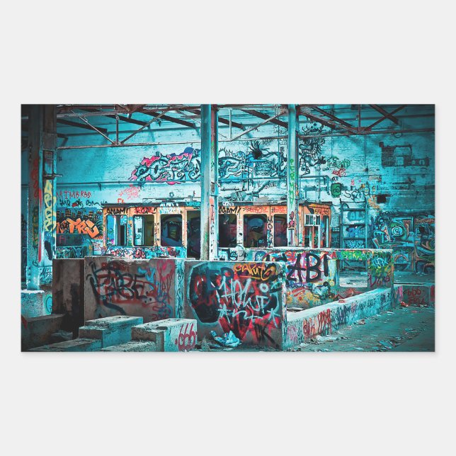 Pegatina Rectangular Graffiti de arte callejero Mural Brick Wall Pegati (Anverso)