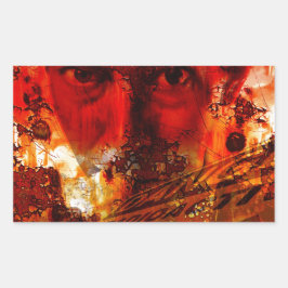 Pegatina Rectangular Graffiti de cara roja