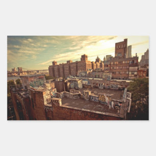 Pegatina Rectangular Graffiti de la azotea de Chinatown