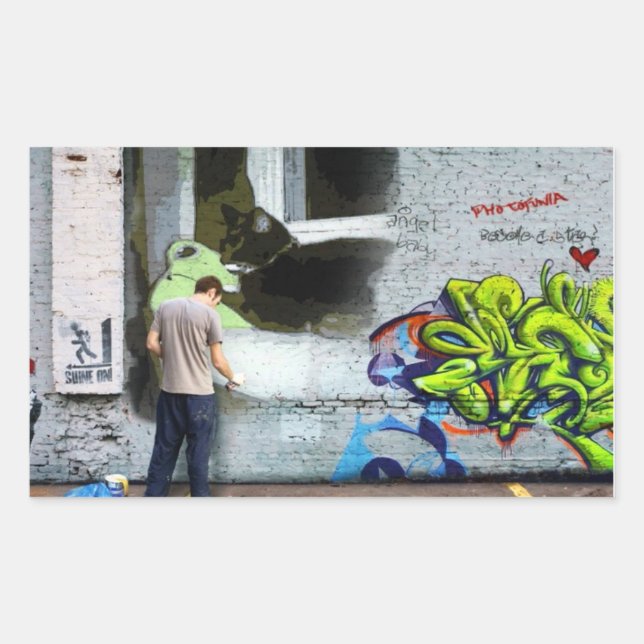 Pegatina Rectangular Graffiti Wall Lucy (Anverso)