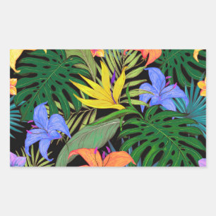 Pegatina Rectangular Gráfica de flor tropical Hawai Aloha