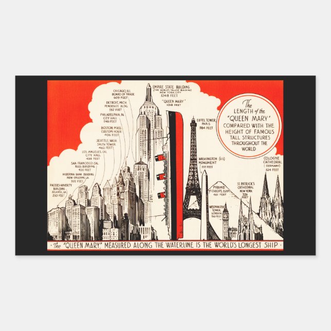 Pegatina Rectangular Gráfico comparativo de la Reina María (Anverso)