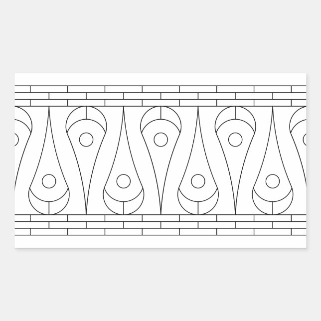 Pegatina Rectangular Gráfico de borde negro vintage. (Anverso)