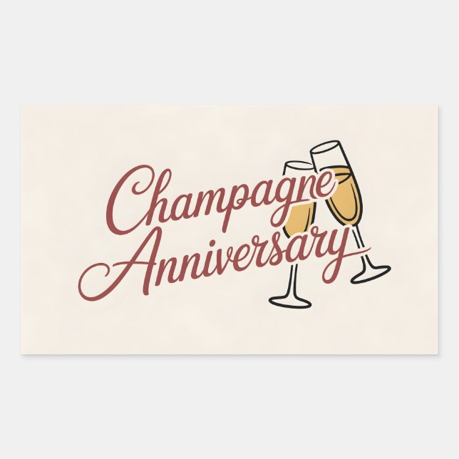 Pegatina Rectangular Gráfico de guión de celebración de aniversario de  (Anverso)