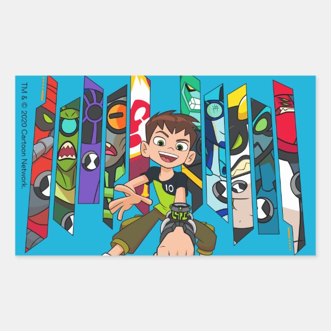Pegatina Rectangular Gráfico de la colección Ben 10 Alien (Anverso)