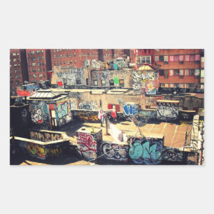 Pegatina Rectangular Grafiti en la azotea del barrio chino