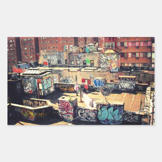 Pegatina Rectangular Grafiti en la azotea del barrio chino (Anverso)