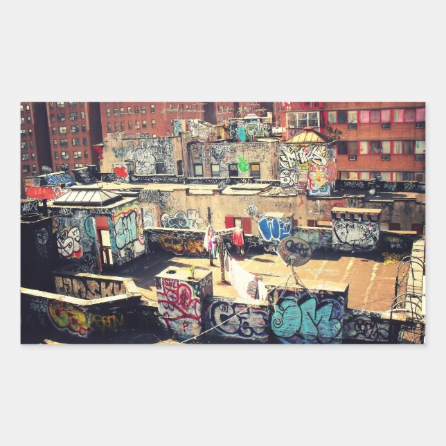 Pegatina Rectangular Grafiti en la azotea del barrio chino (Anverso)
