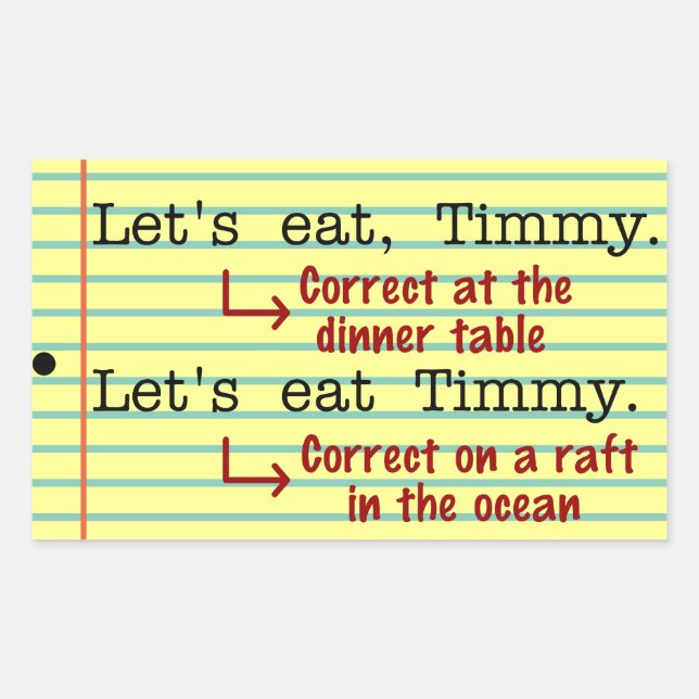 Pegatina Rectangular Gramática de puntuación divertida (Anverso)