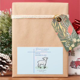 Pegatina Rectangular Gran Abuelo Bautismo Cordero Azul Personalizado